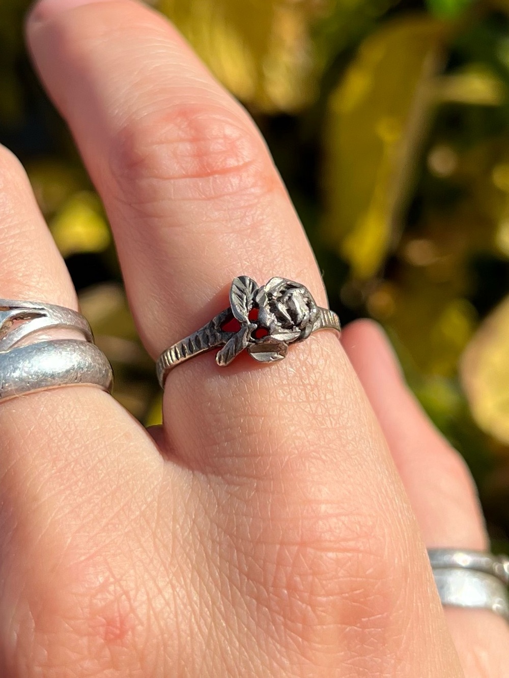Vtg Sterling Silver Rose Ring